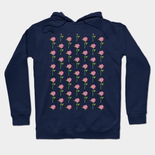 Beautiful pattern | Pink rose with blue background Hoodie